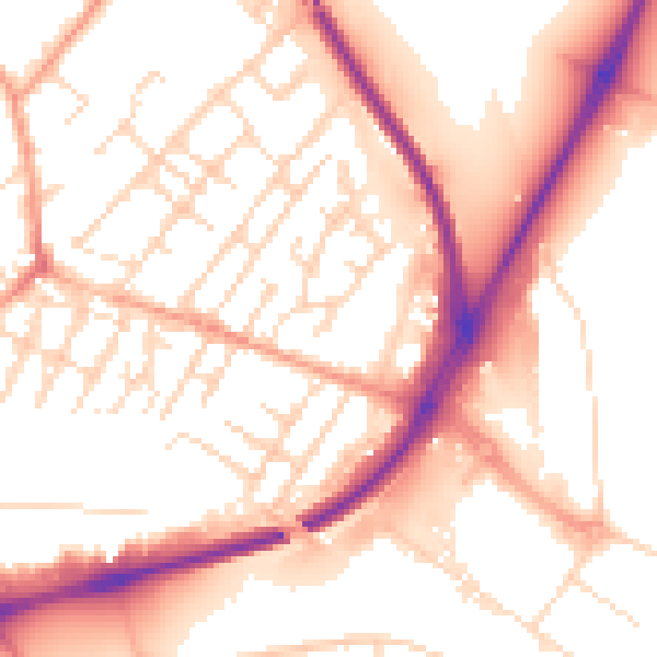 Daytime road noise heatmap for NG4 2PN