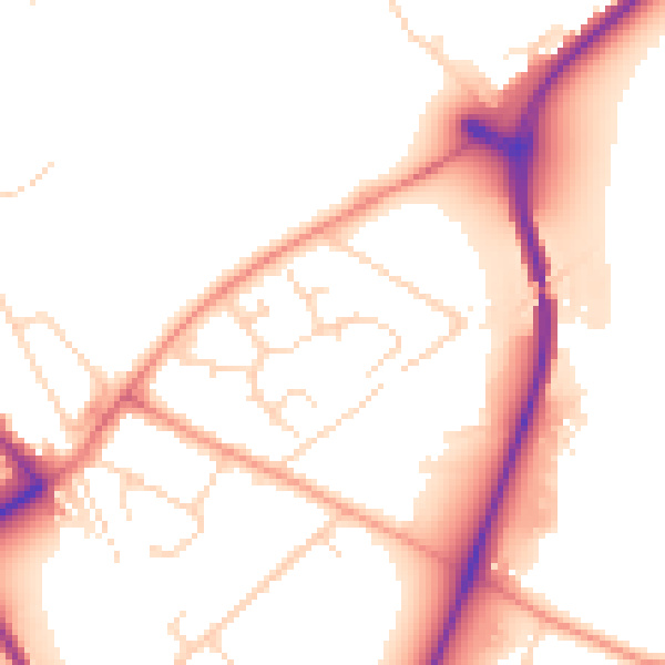 Daytime road noise heatmap for NG4 2RA