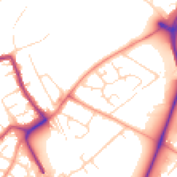 Daytime road noise heatmap for NG4 2RB