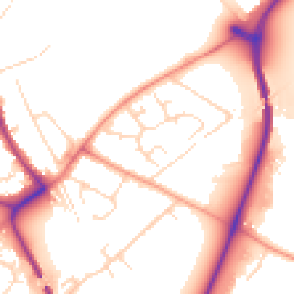 Daytime road noise heatmap for NG4 2RD