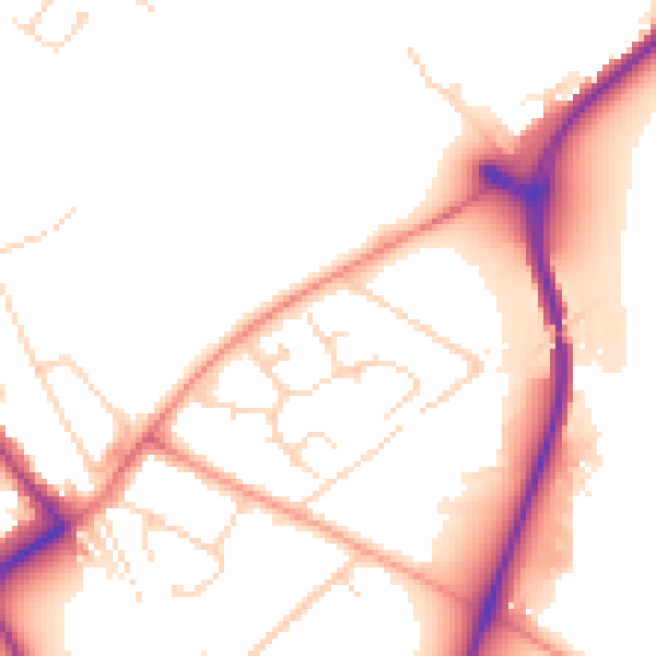 Daytime road noise heatmap for NG4 2RE