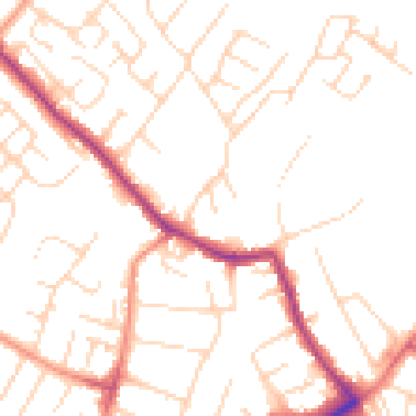 Daytime road noise heatmap for NG4 4BA