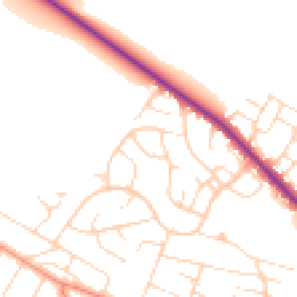Daytime road noise heatmap for NG4 4JE