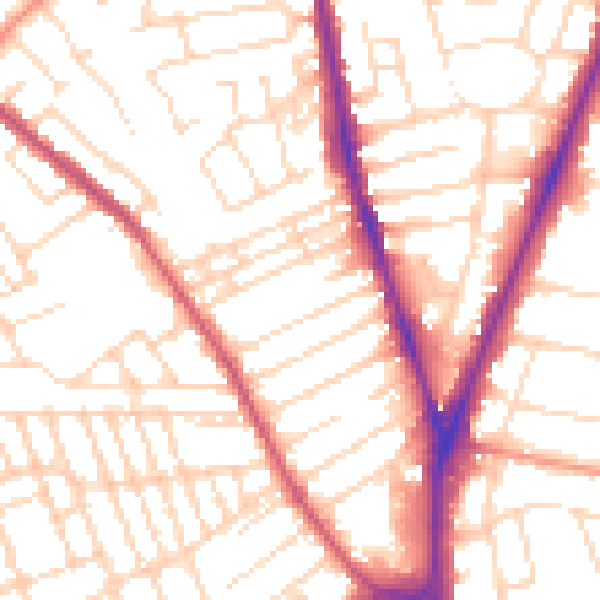 Daytime road noise heatmap for NG5 1BB