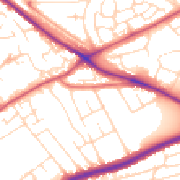 Daytime road noise heatmap for NG5 1NL