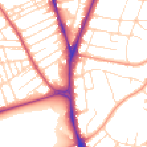 Daytime road noise heatmap for NG5 2BS