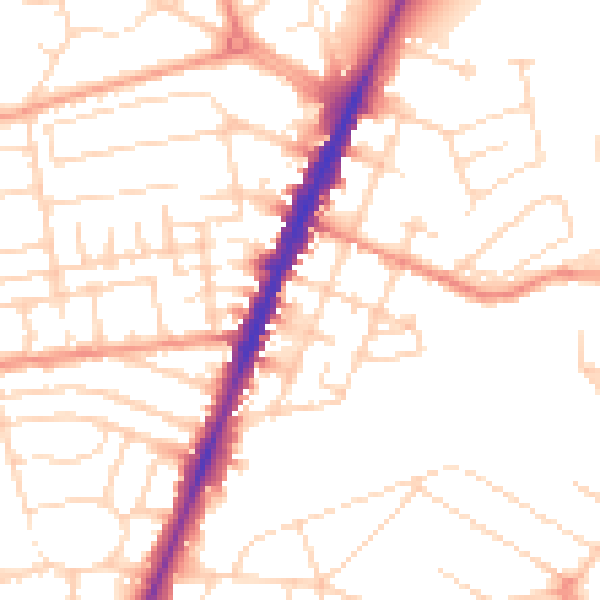 Daytime road noise heatmap for NG5 4AE