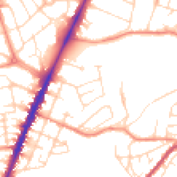 Daytime road noise heatmap for NG5 4AX
