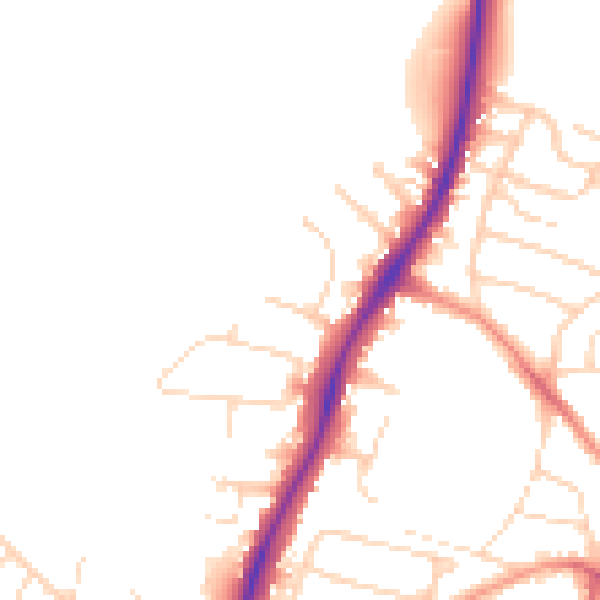 Daytime road noise heatmap for NG5 8PA