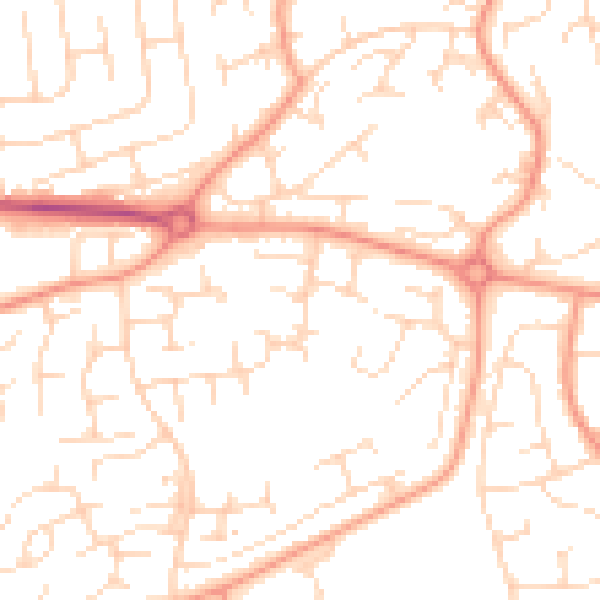 Daytime road noise heatmap for NG5 9ED