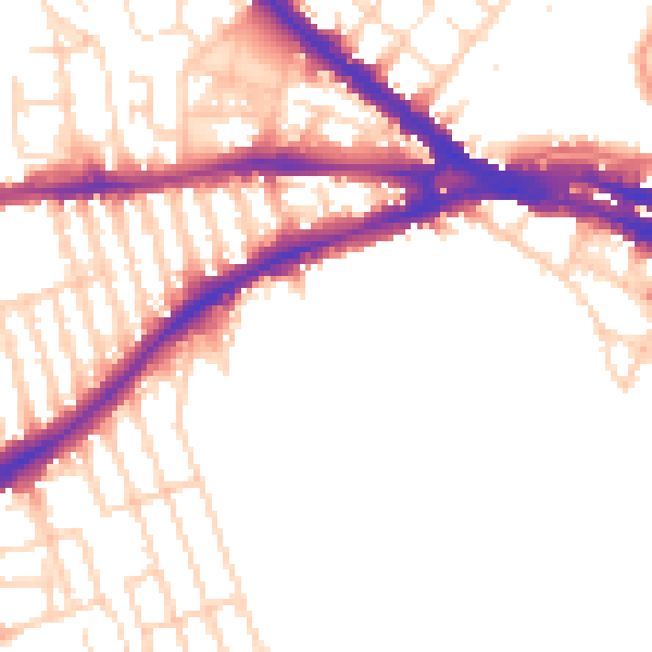Daytime road noise heatmap for NG7 1AX