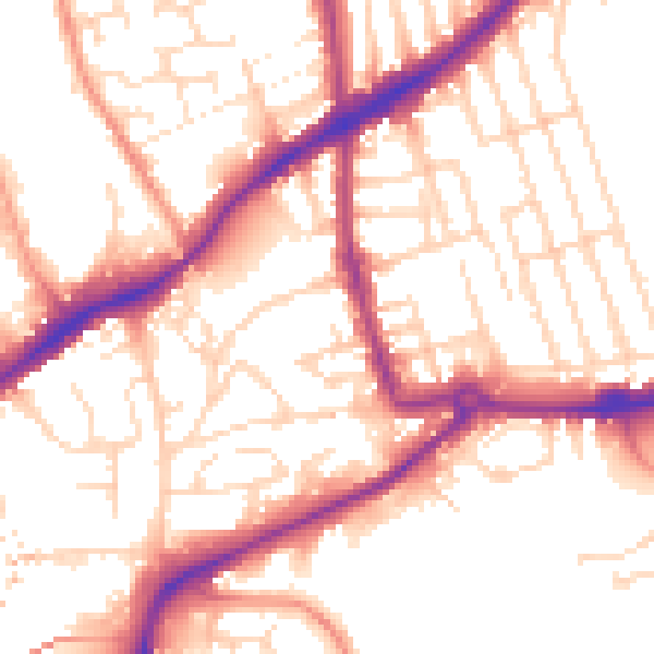 Daytime road noise heatmap for NG7 2EW