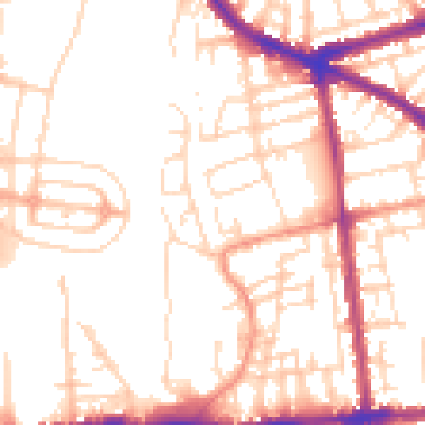 Daytime road noise heatmap for NG7 3AW