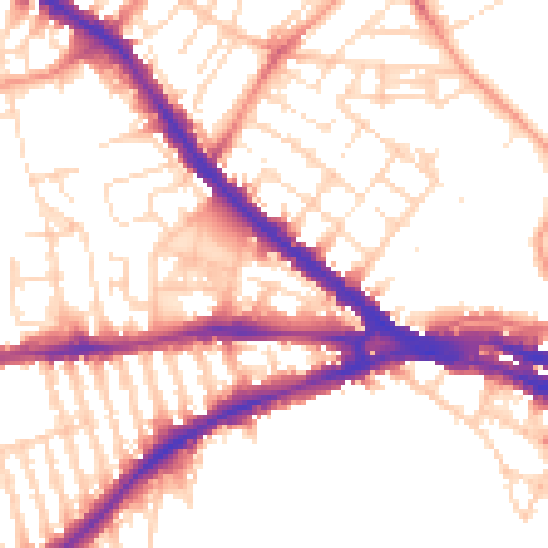 Daytime road noise heatmap for NG7 3GL
