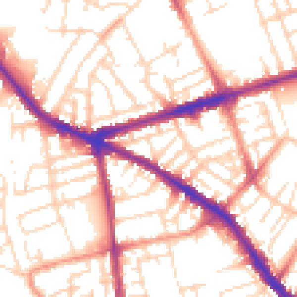 Daytime road noise heatmap for NG7 5AZ
