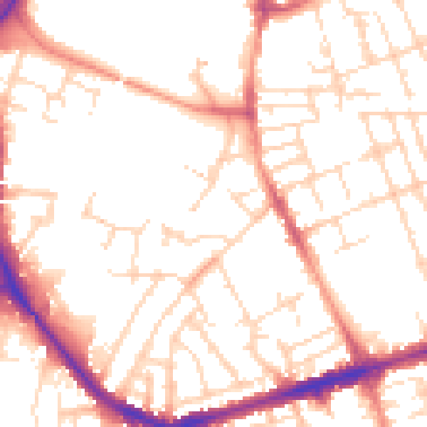 Daytime road noise heatmap for NG7 5GW