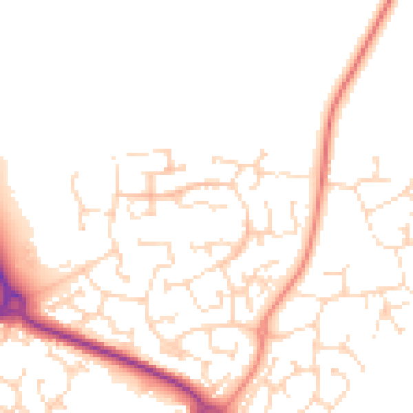 Daytime road noise heatmap for NN11 0FW