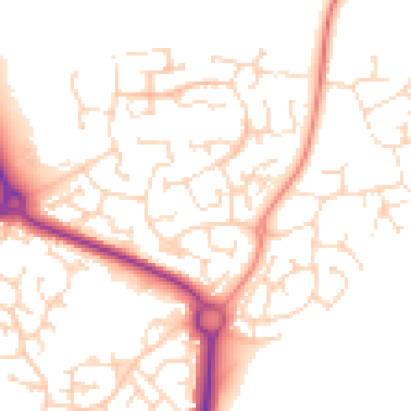 Daytime road noise heatmap for NN11 0GF