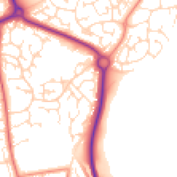 Daytime road noise heatmap for NN11 0RW