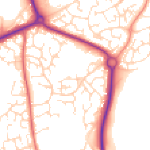Daytime road noise heatmap for NN11 0TY