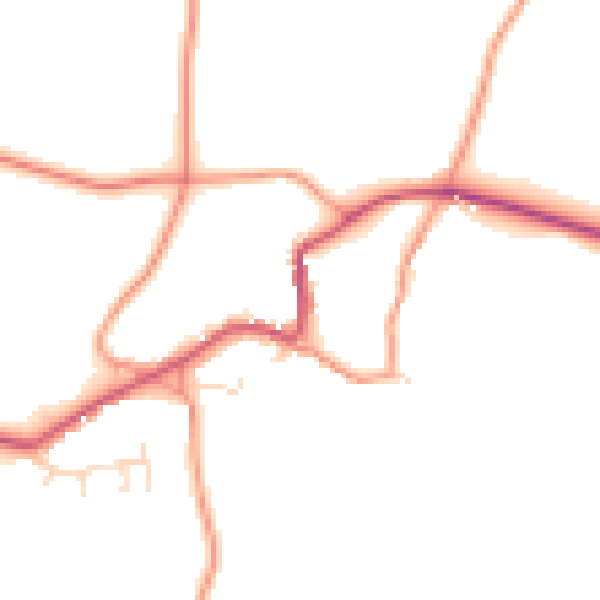 Daytime road noise heatmap for NN11 3ET
