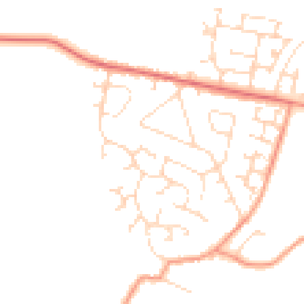 Daytime road noise heatmap for NN11 3RY