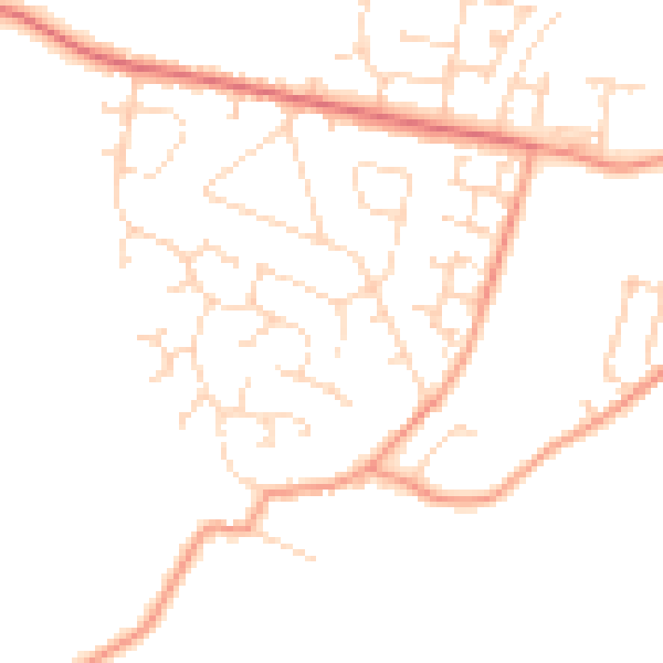Daytime road noise heatmap for NN11 3SP