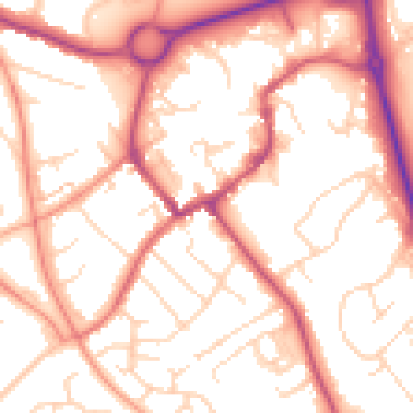 Daytime road noise heatmap for NN11 4RP