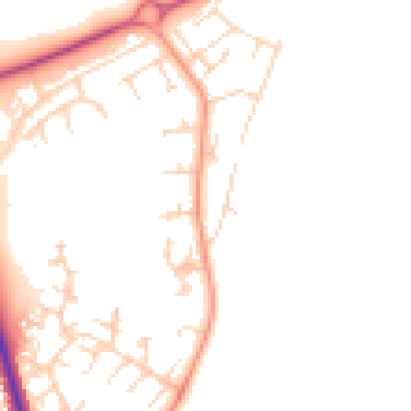 Daytime road noise heatmap for NN11 4SJ
