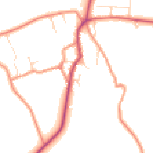 Daytime road noise heatmap for NN11 6XP