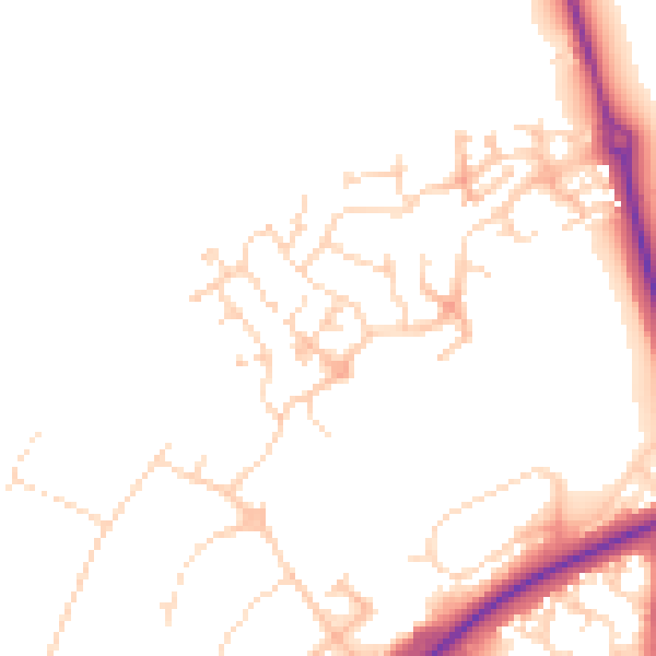 Daytime road noise heatmap for NN11 8DA