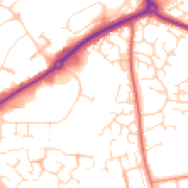 Daytime road noise heatmap for NN11 8RY