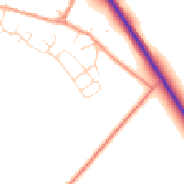 Daytime road noise heatmap for NN12 7TT