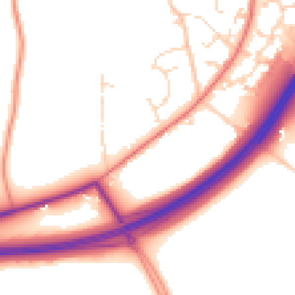 Daytime road noise heatmap for NN12 8UA