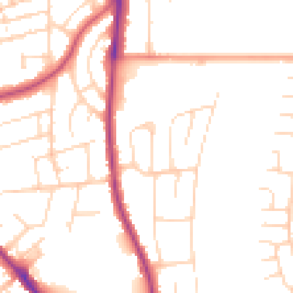 Daytime road noise heatmap for NN15 7DP