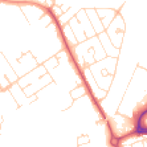 Daytime road noise heatmap for NN17 1AJ