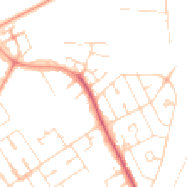 Daytime road noise heatmap for NN17 1AQ