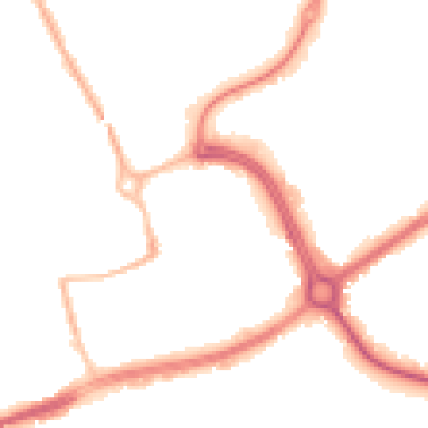 Night-time road noise heatmap for NN17 1AT