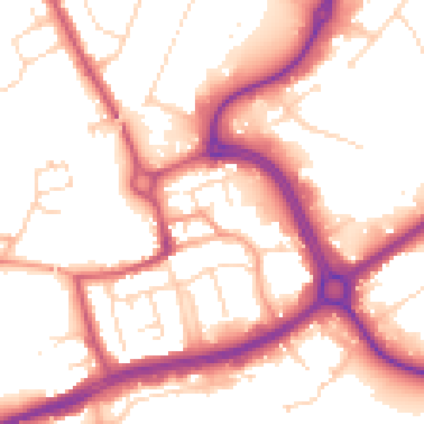 Daytime road noise heatmap for NN17 1AU
