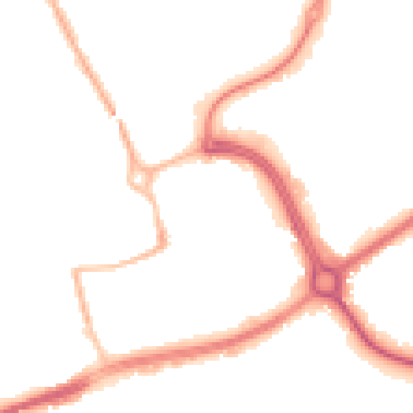 Night-time road noise heatmap for NN17 1AU