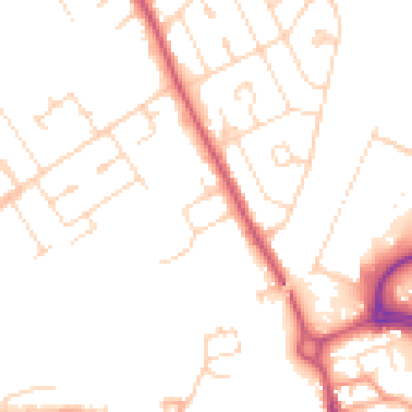 Daytime road noise heatmap for NN17 1AZ