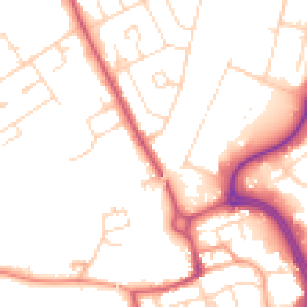 Daytime road noise heatmap for NN17 1BB