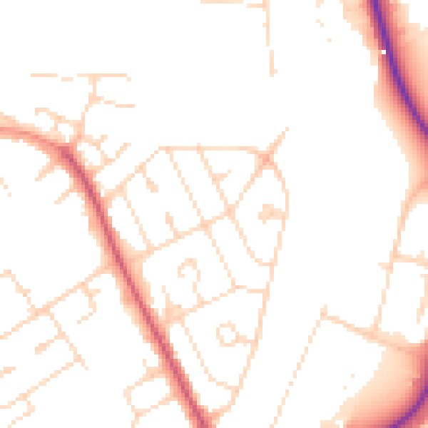 Daytime road noise heatmap for NN17 1BL