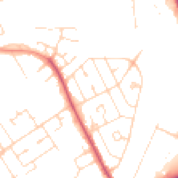 Daytime road noise heatmap for NN17 1BP