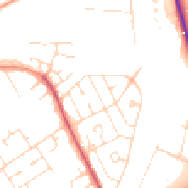 Daytime road noise heatmap for NN17 1BX