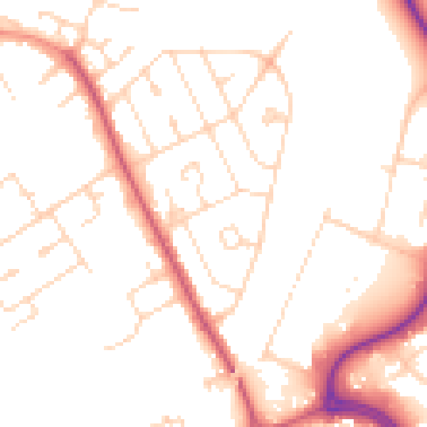 Daytime road noise heatmap for NN17 1BY
