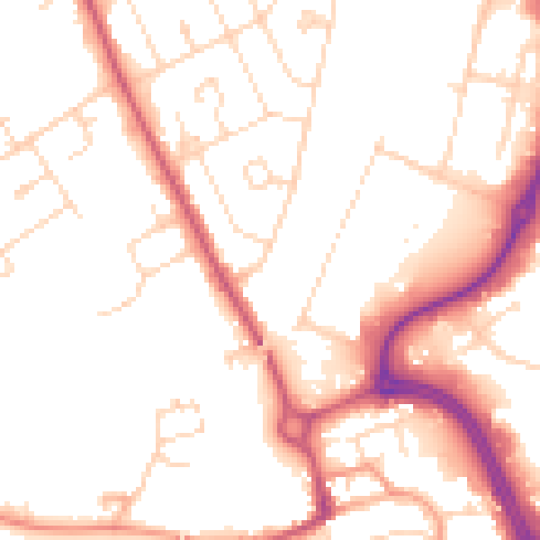 Daytime road noise heatmap for NN17 1DA
