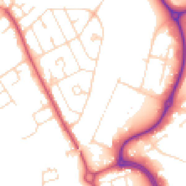Daytime road noise heatmap for NN17 1DB