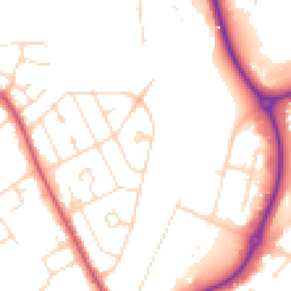 Daytime road noise heatmap for NN17 1DE