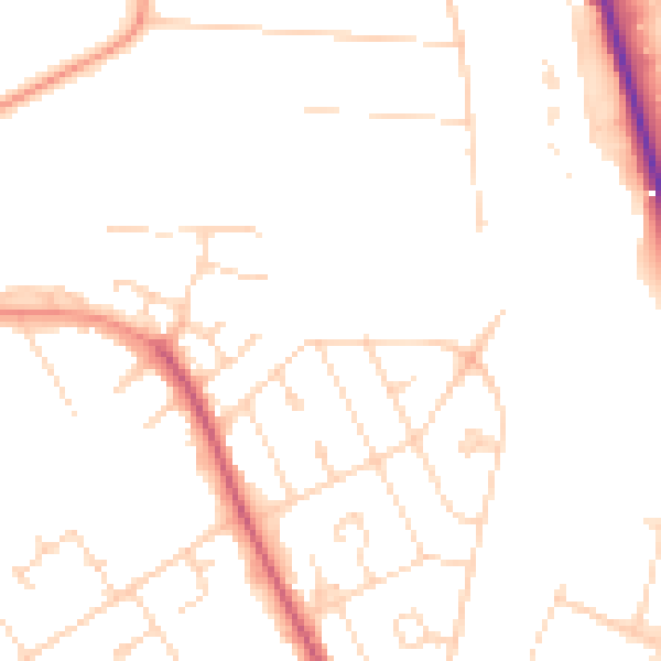 Daytime road noise heatmap for NN17 1DG